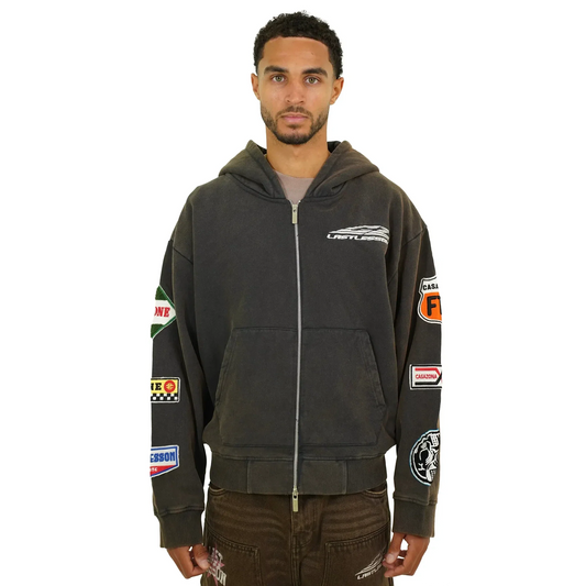 Last Lesson Casazona Brown Zip-Up Hoodie