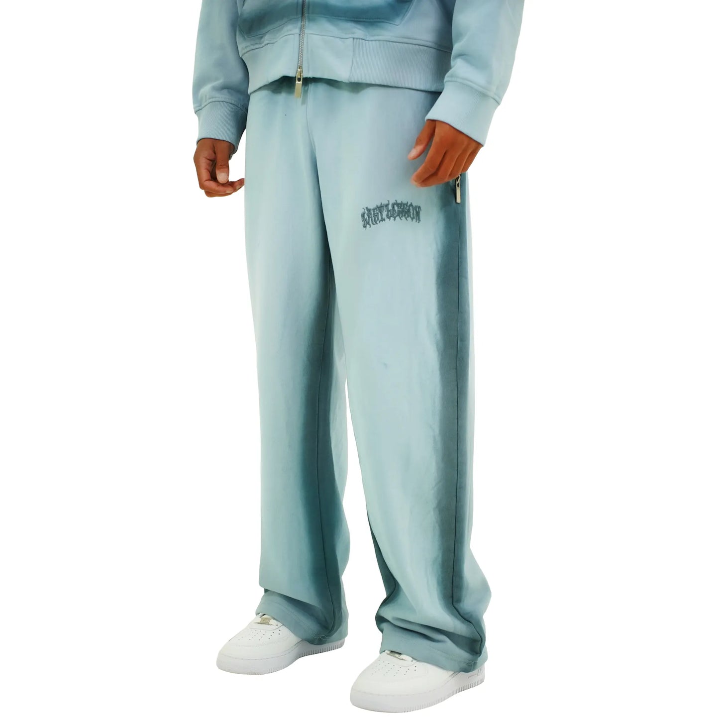 Last Lesson Sprayed Blue Sweatpants