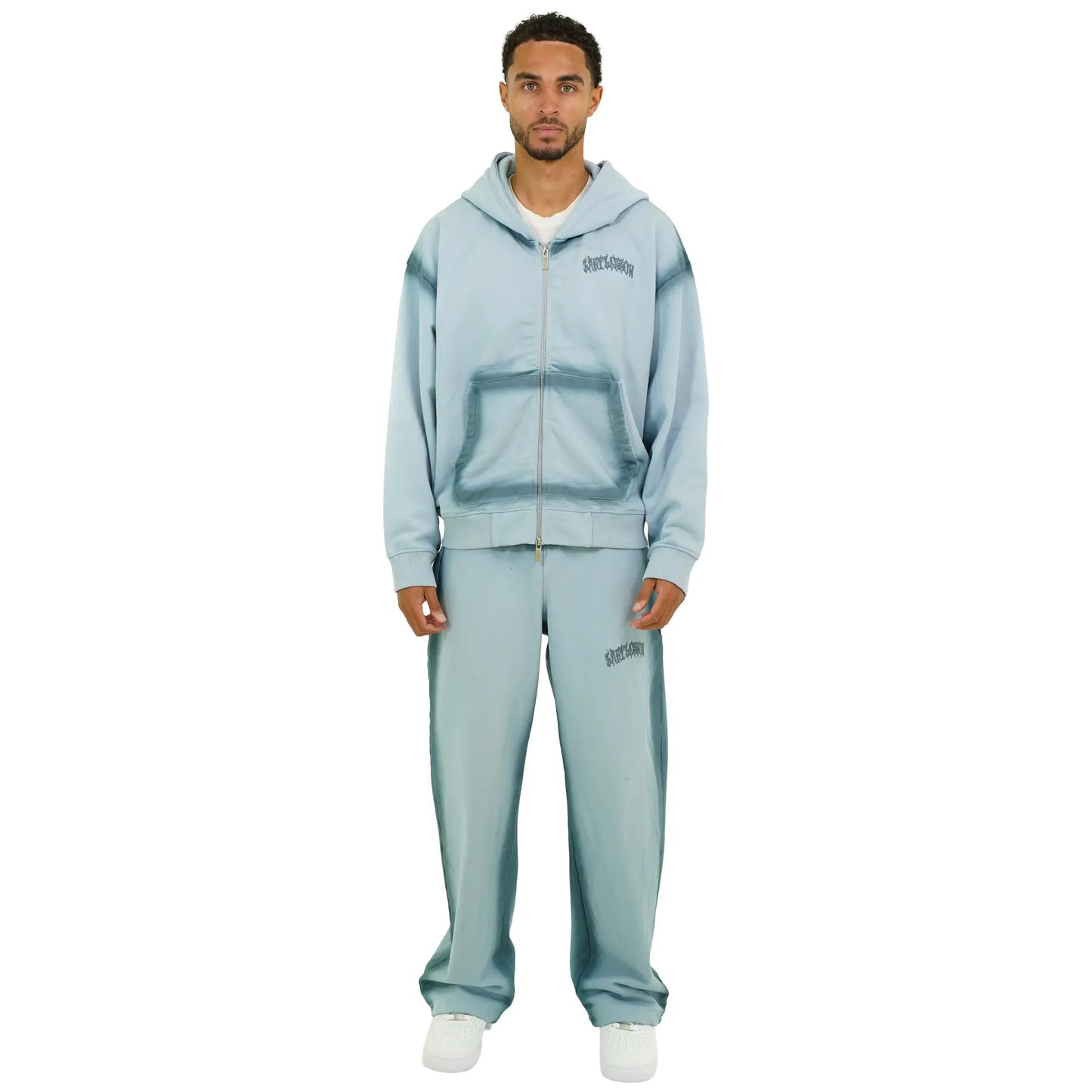 Last Lesson Sprayed Blue Sweatpants