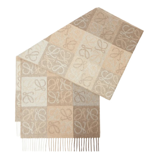 Loewe Wool and Cashmere White Beige Scarf