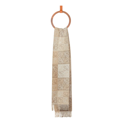 Loewe Wool and Cashmere White Beige Scarf