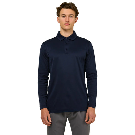 Loiano Egyptian Cotton L/S Navy Polo Shirt