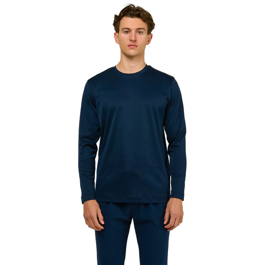 Loiano Egyptian Cotton L/S Navy T Shirt