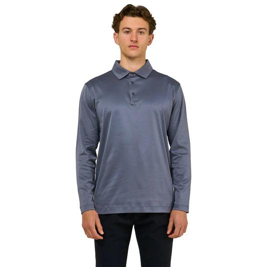 Loiano Egyptian Cotton L/S Steel Polo Shirt