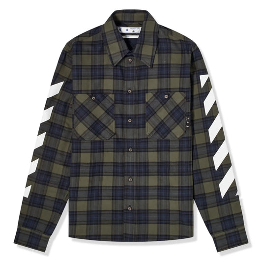 Off-White Diagonal Check L/S Green Flannel Shirt