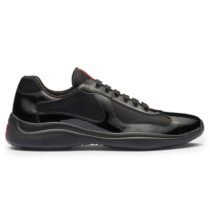 Prada Americas Cup Patent Leather And Technical Fabric Black Sneakers