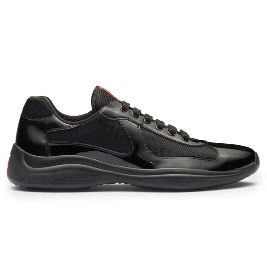 Prada Americas Cup Patent Leather And Technical Fabric Black Sneakers