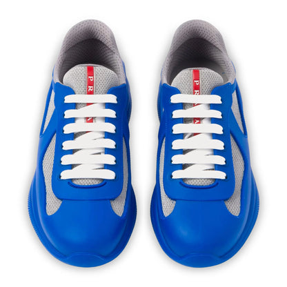Prada Americas Cup Soft Rubber And Bike Fabric Sapphire Blue Sneaker