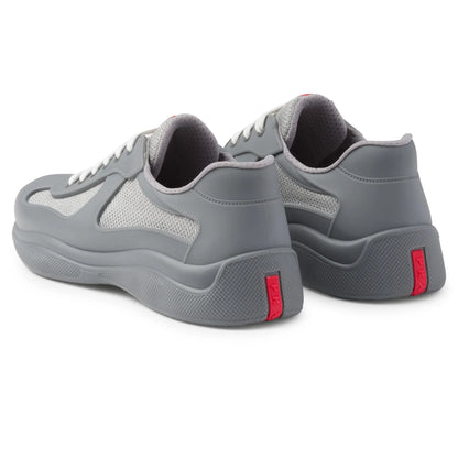 Prada Americas Cup Soft Rubber And Bike Fabric Steel Grey Sneaker