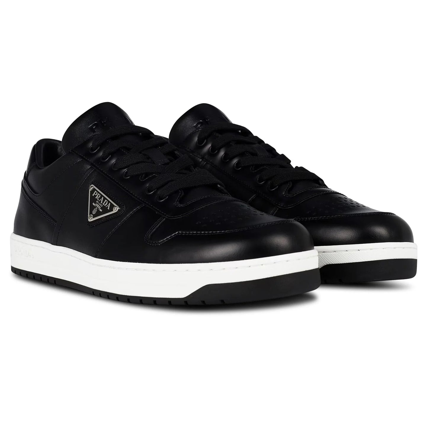Prada Downtown Leather Low Top Black Sneaker