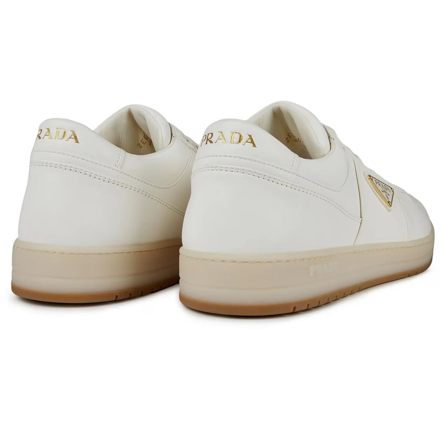 Prada Downtown Leather Low Top White Beige Sneaker
