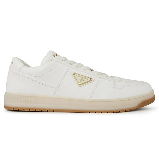 Prada Downtown Leather Low Top White Beige Sneaker