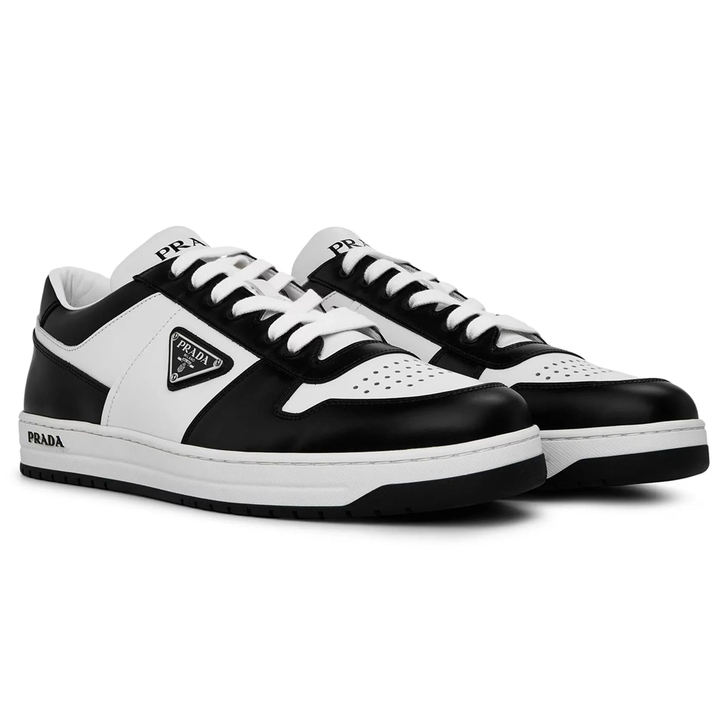 Prada Downtown Leather Low Top White Black Sneaker