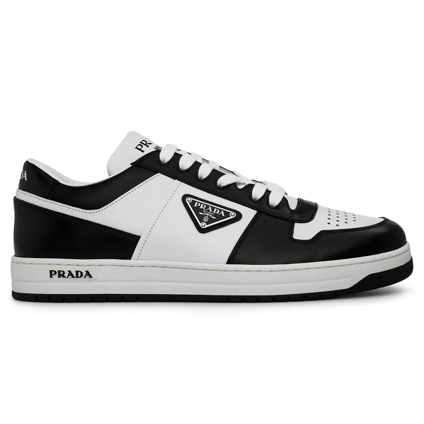 Prada Downtown Leather Low Top White Black Sneaker