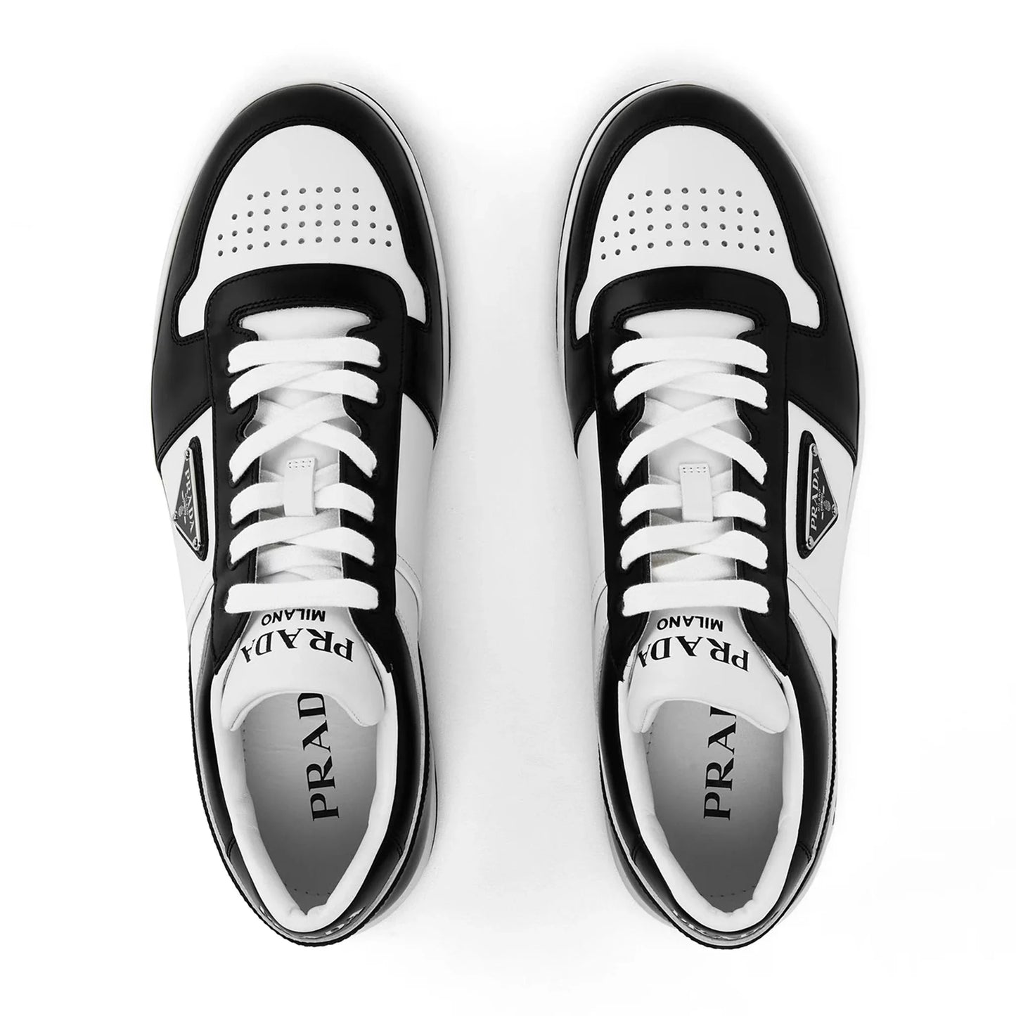 Prada Downtown Leather Low Top White Black Sneaker