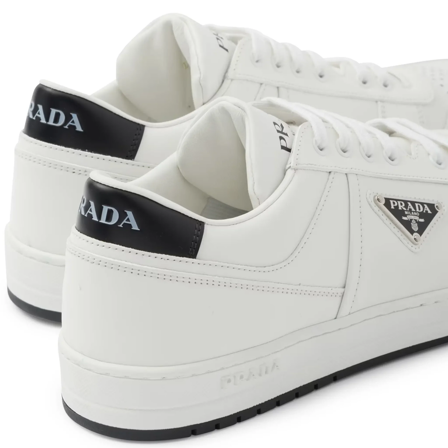 Prada Downtown Triangle Logo White Black Sneaker