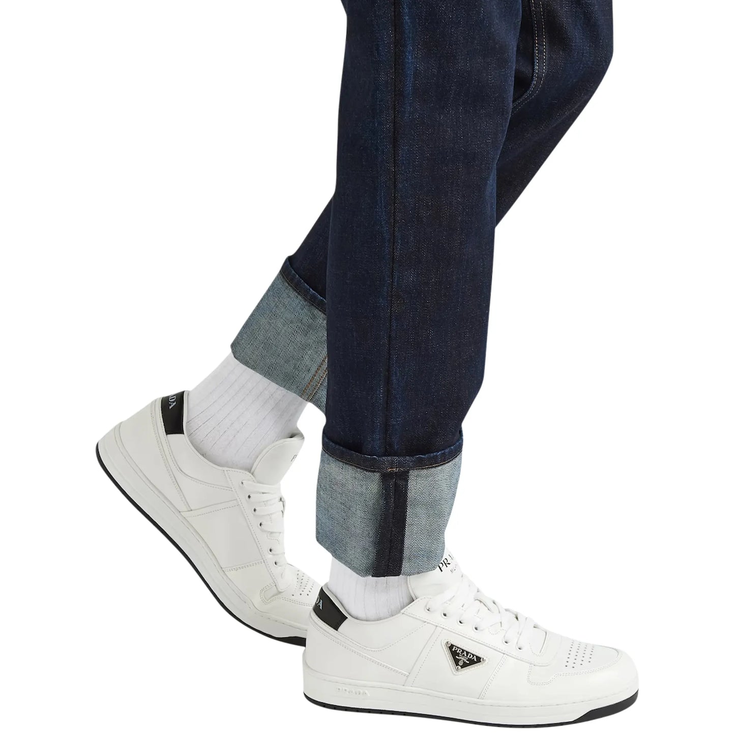 Prada Downtown Triangle Logo White Black Sneaker