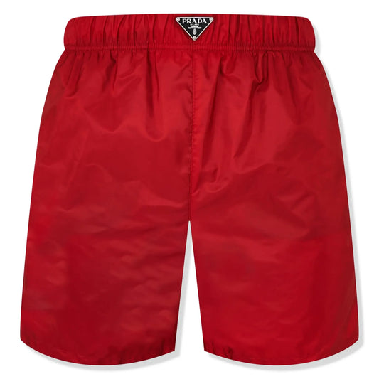 Prada Triangle Interlock Red Swim Shorts