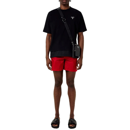 Prada Triangle Interlock Red Swim Shorts