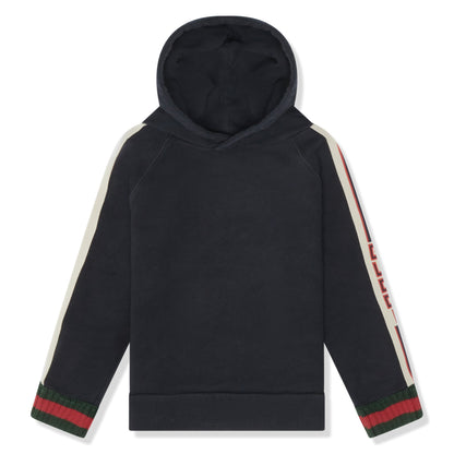 Preloved - Gucci Side Stripe Logo Cotton Blue Kids Hoodie