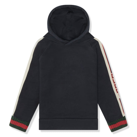 Preloved - Gucci Side Stripe Logo Cotton Blue Kids Hoodie