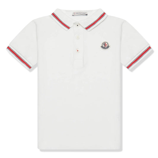 Preloved - Moncler Enfant Pique Cotton White Red Polo Shirt