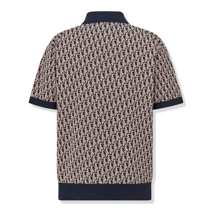 Preloved - Dior Oblique Oversized Beige Blue Polo Shirt