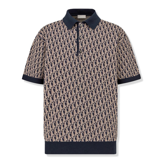 Preloved - Dior Oblique Oversized Beige Blue Polo Shirt