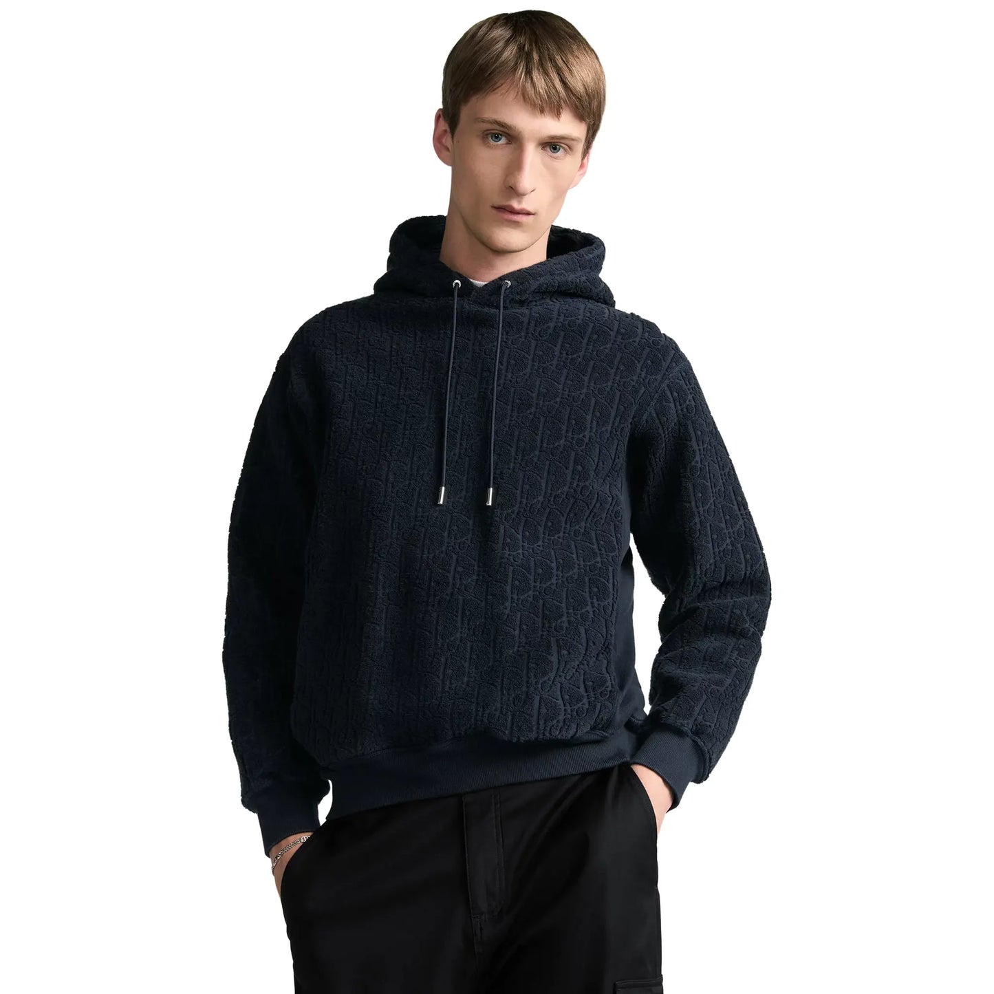 Preloved - Dior Oblique Towelling Terry Navy Hoodie