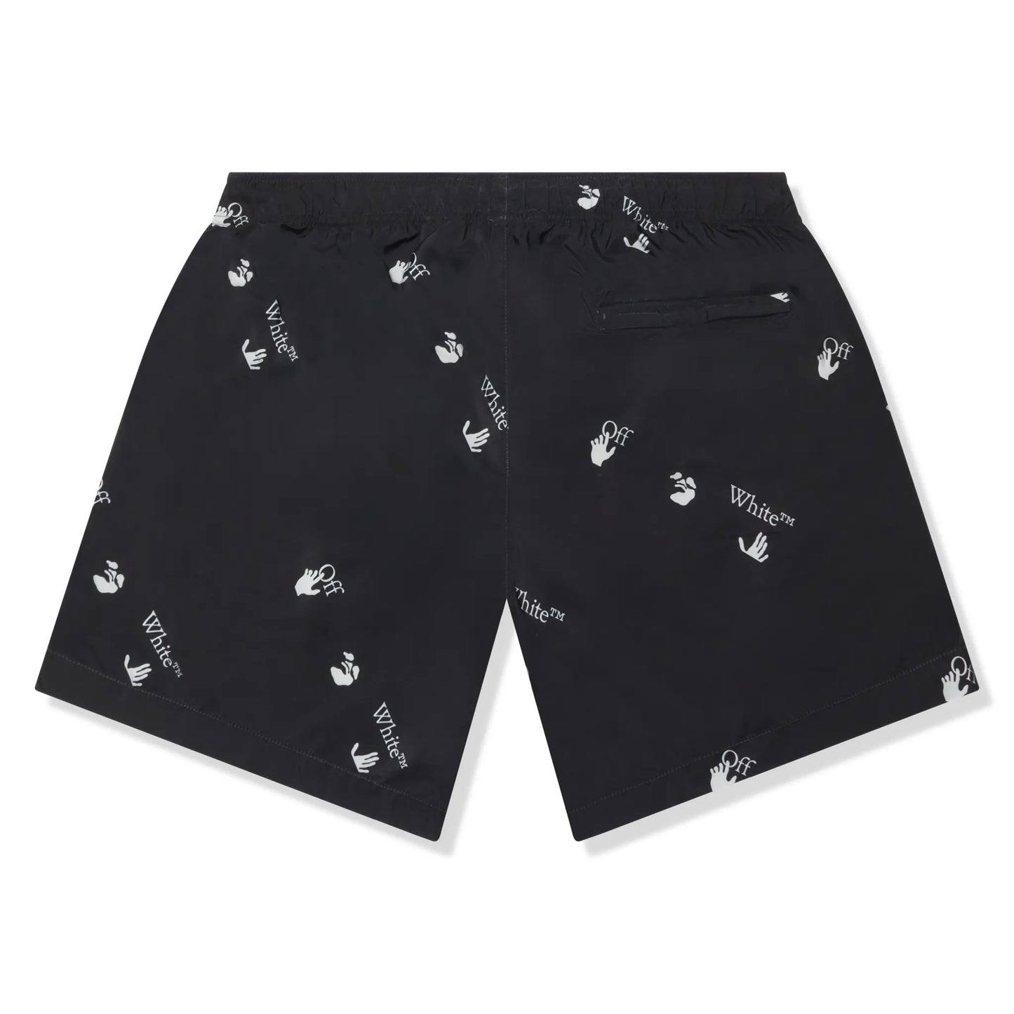Preloved - Off-White Hands Off Print Black Swim Shorts