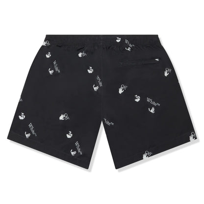 Preloved - Off-White Hands Off Print Black Swim Shorts