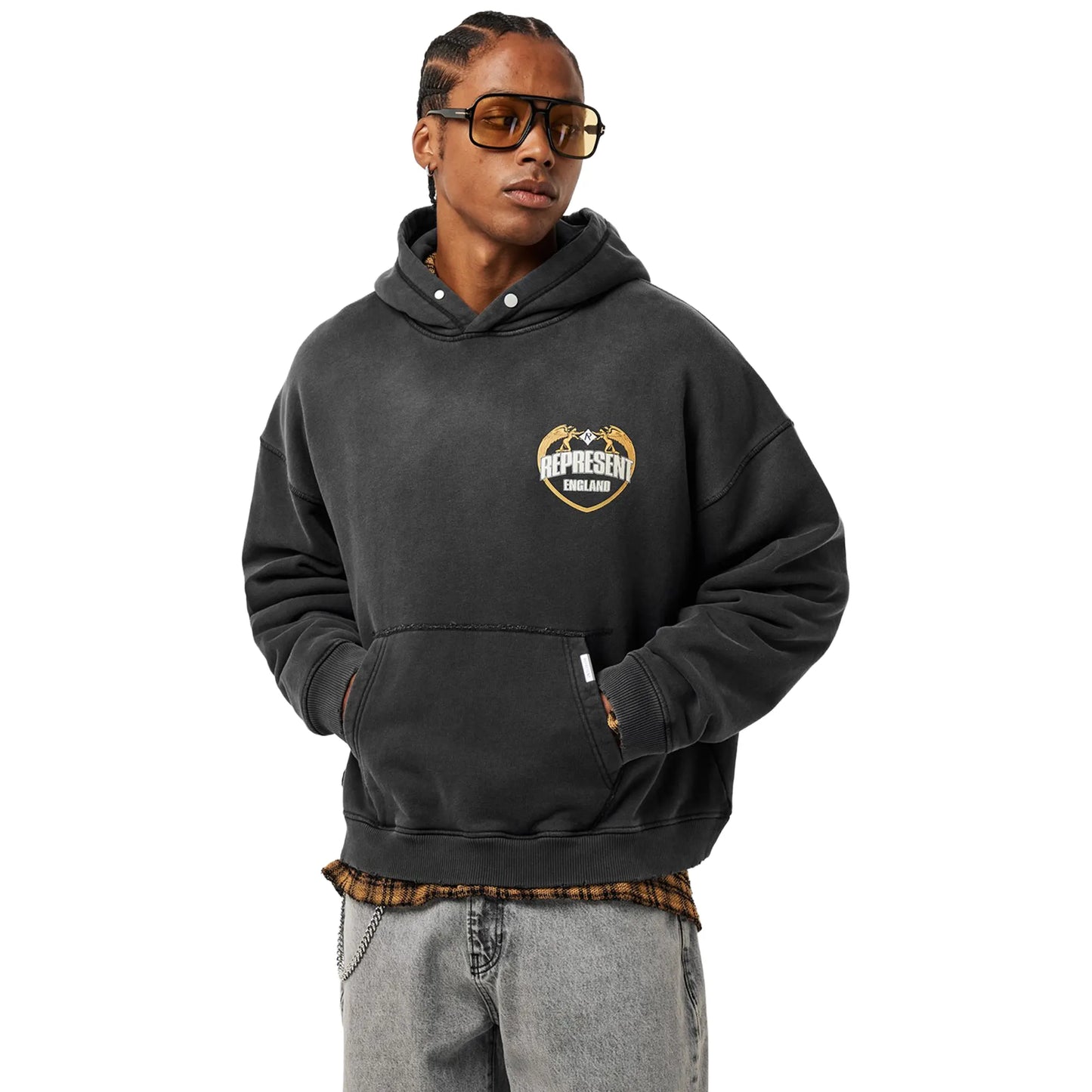 Represent Rep Angel Border Stained Black Hoodie