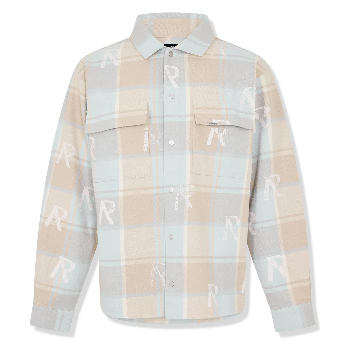 Represent All Over Initial Beige White Flannel Shirt