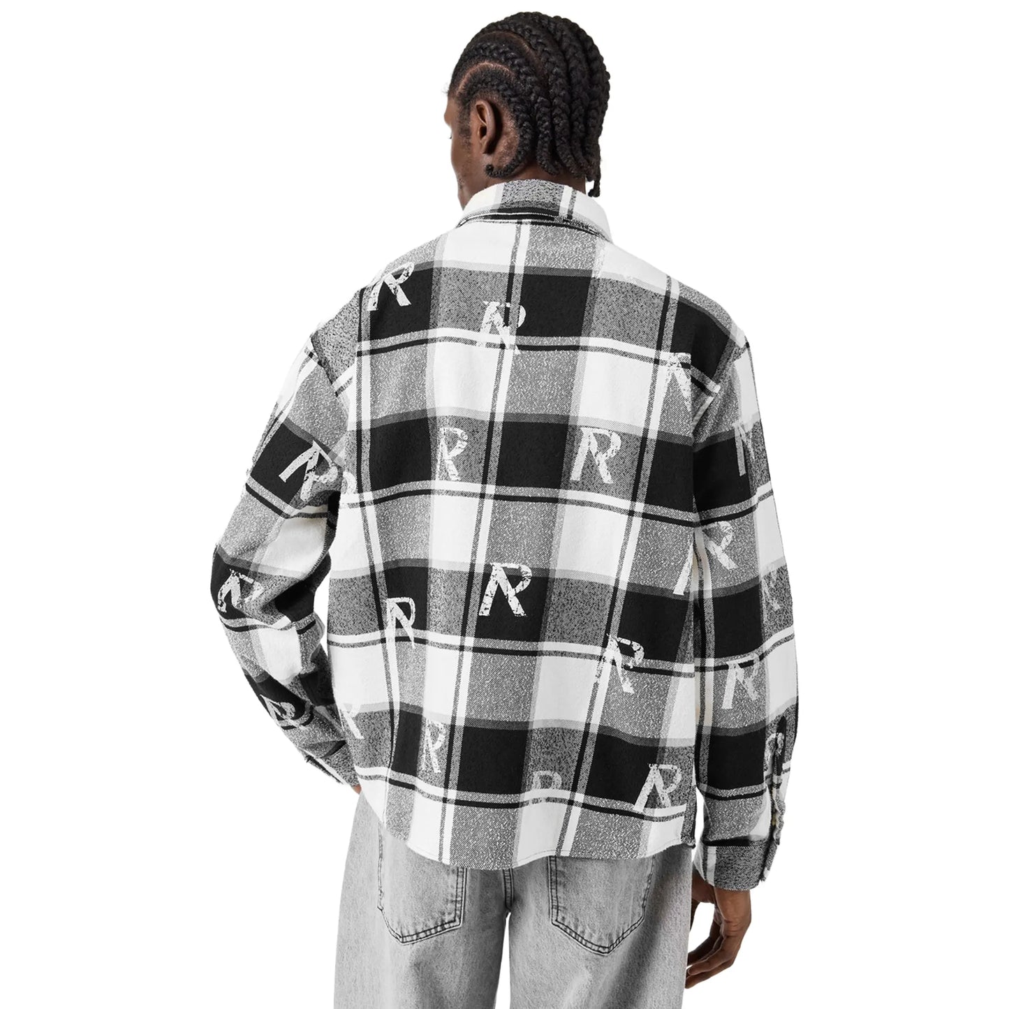 Represent All Over Initial Black White Flannel Shirt