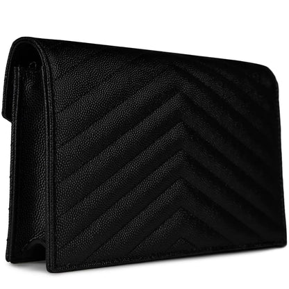 Saint Laurent Monogram Envelope Black Gold Crossbody Bag