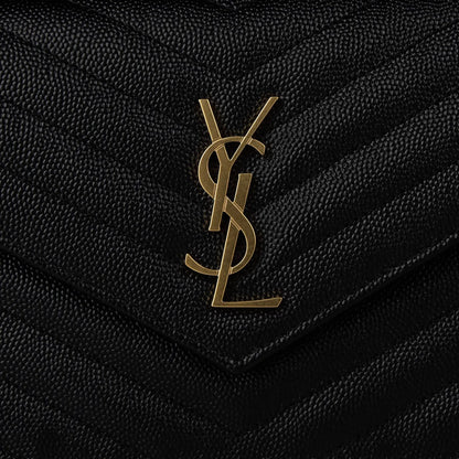 Saint Laurent Monogram Envelope Black Gold Crossbody Bag