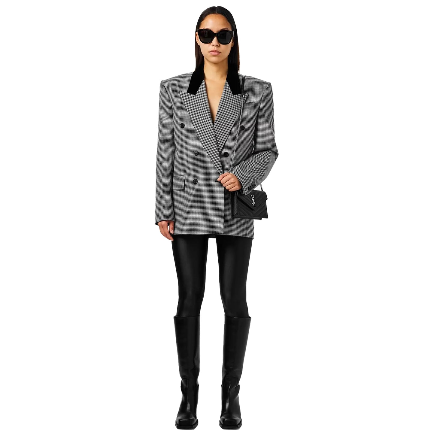 Saint Laurent Monogram Envelope Black Silver Crossbody Bag