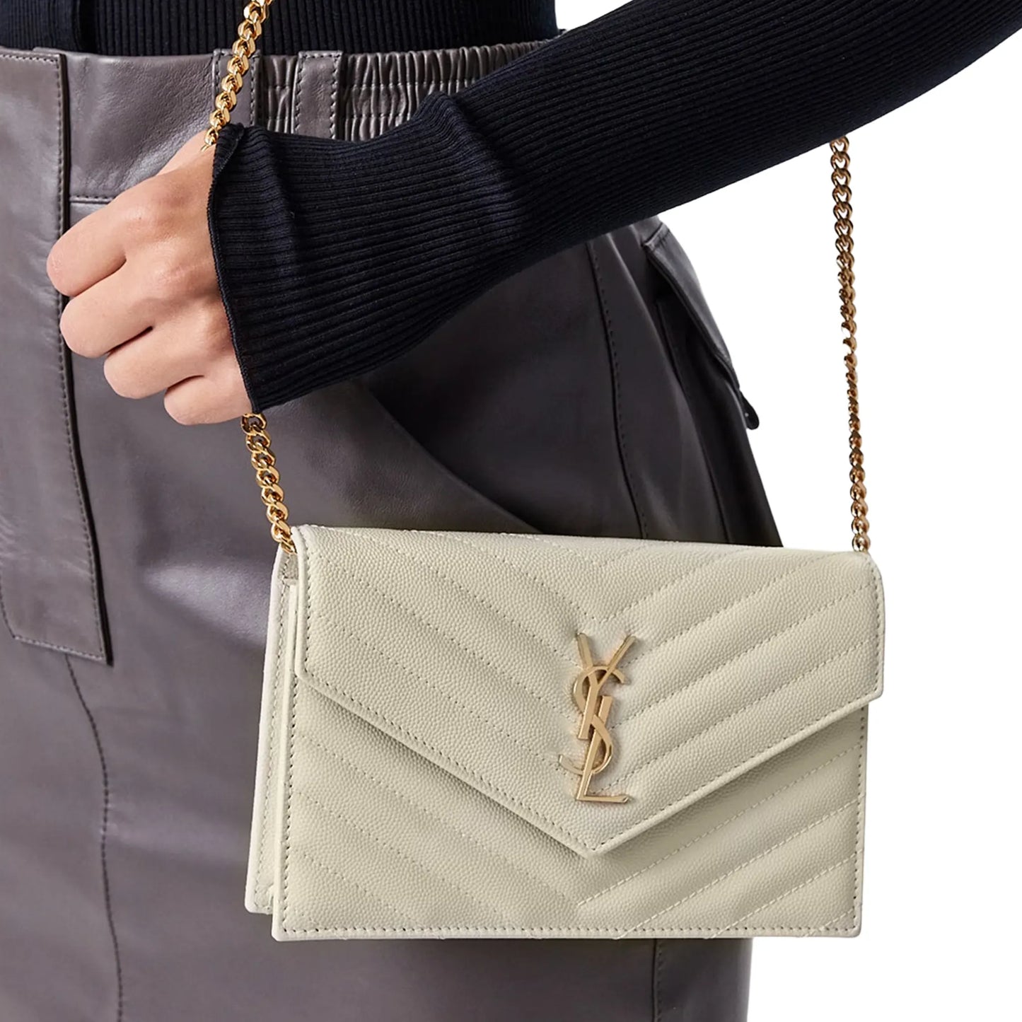 Saint Laurent Monogram Envelope Blanc Vintage Crossbody Bag