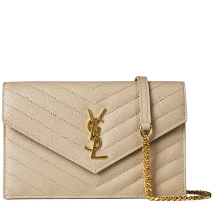 Saint Laurent Monogram Envelope Dark Beige Crossbody Bag