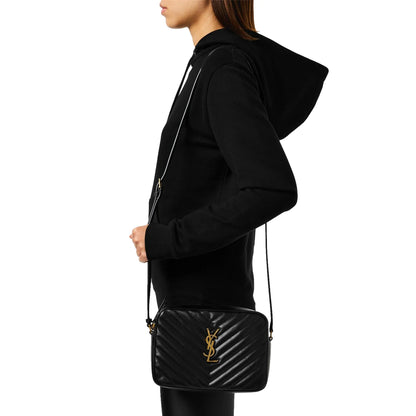 Saint Laurent Quilted Leather Lou Black Camera Bag