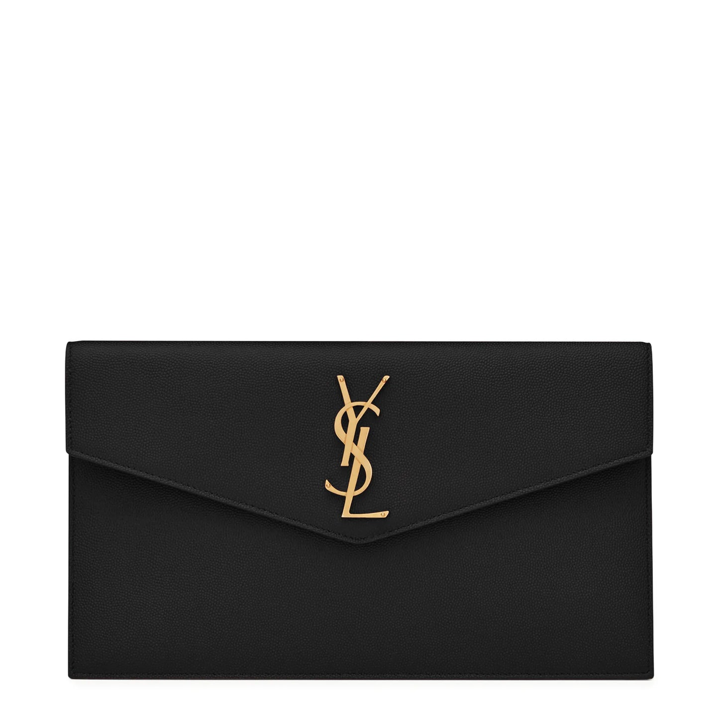 Saint Laurent Uptown Grain De Poudre Leather Black Pouch