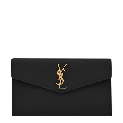 Saint Laurent Uptown Grain De Poudre Leather Black Pouch