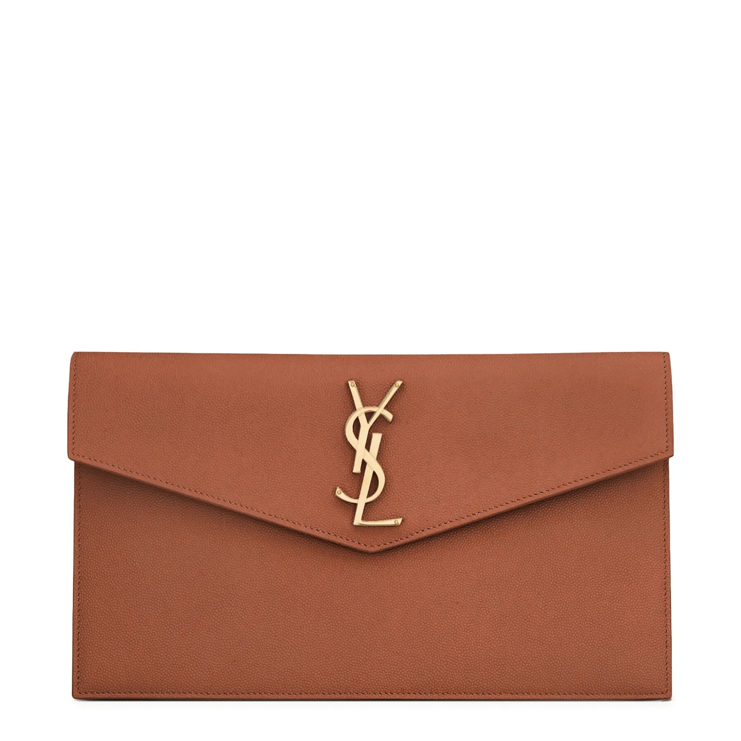 Saint Laurent Uptown Grain De Poudre Leather Camel Pouch