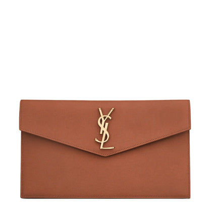 Saint Laurent Uptown Grain De Poudre Leather Camel Pouch