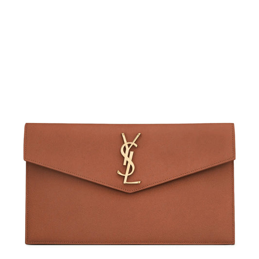 Saint Laurent Uptown Grain De Poudre Leather Camel Pouch