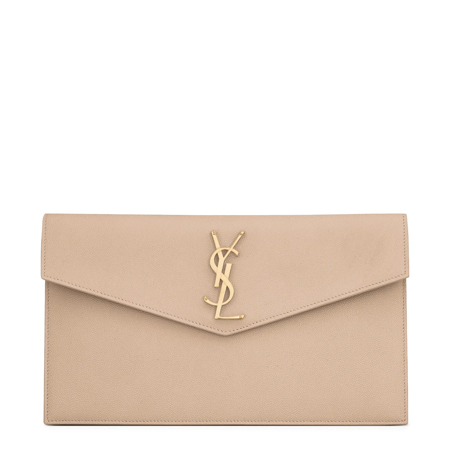 Saint Laurent Uptown Grain De Poudre Leather Dark Beige Pouch