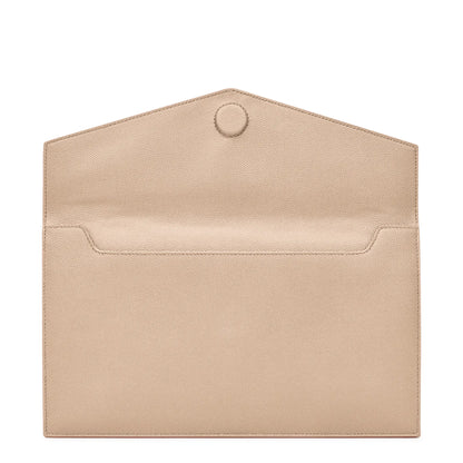 Saint Laurent Uptown Grain De Poudre Leather Dark Beige Pouch
