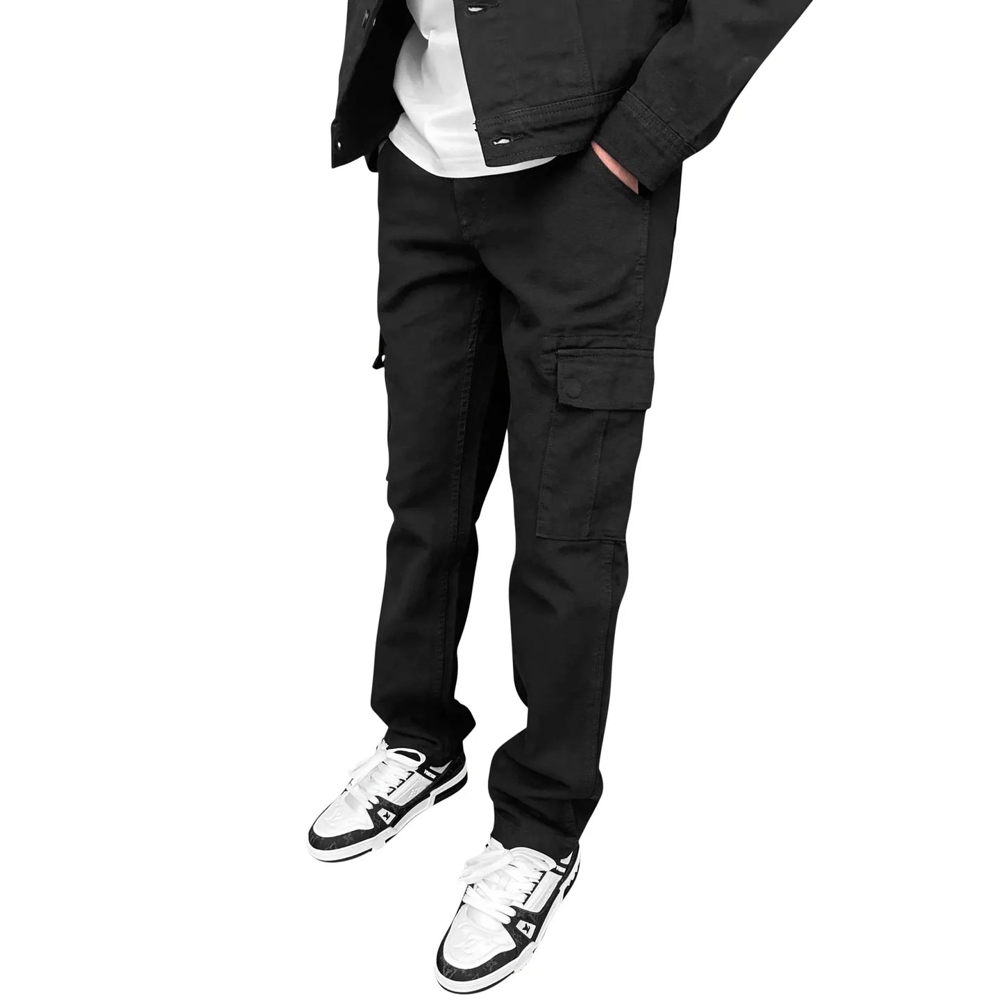 SIARR Black Denim Jacket & Cargo Pants