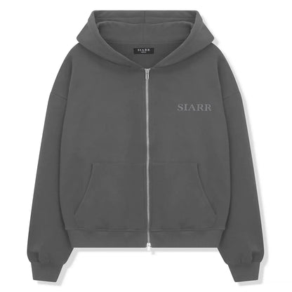 SIARR Dark Grey Zip-Up Hoodie