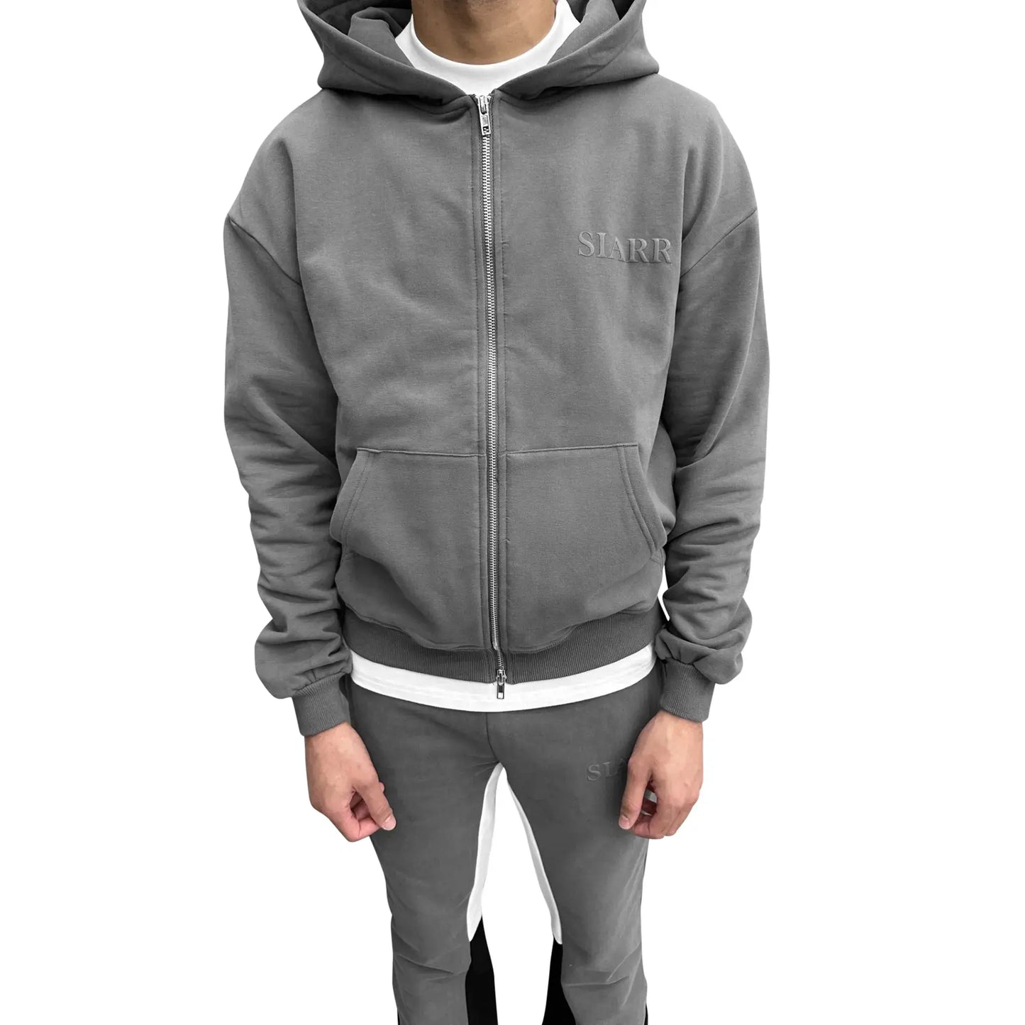 SIARR Dark Grey Zip-Up Hoodie